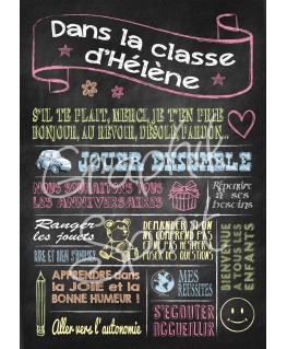 Tableau personnalisé pour Maitresse - Règles de la classe