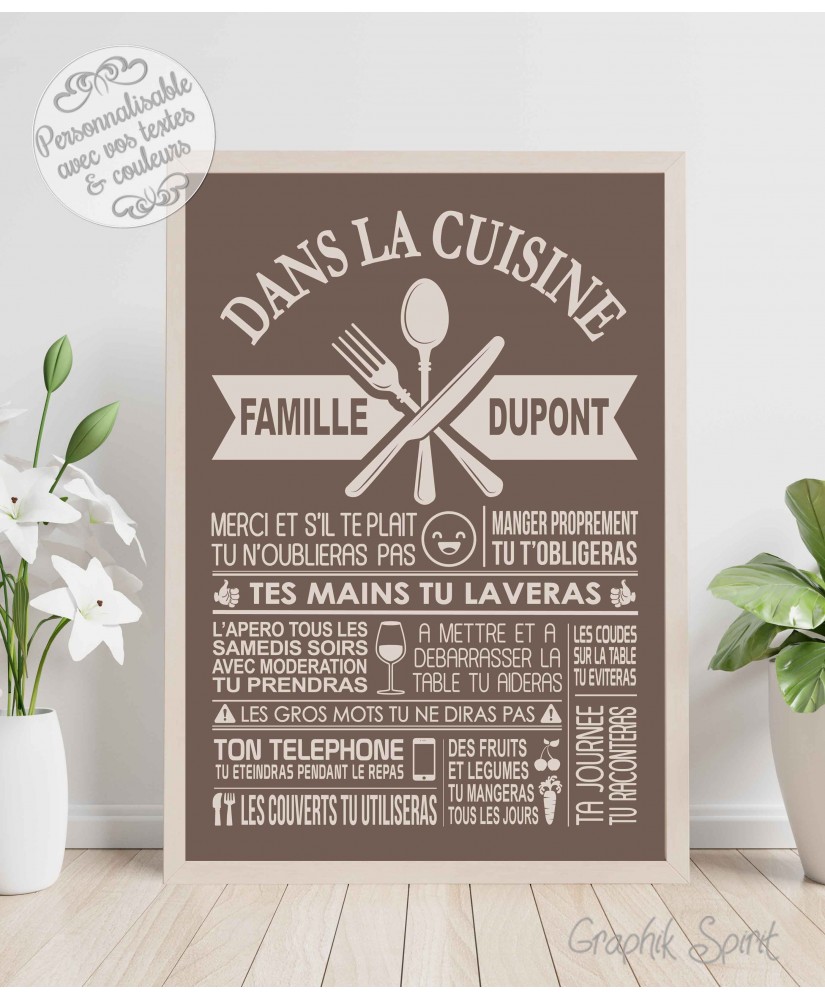 Les Règles de la Cuisine - Stickers, Affiches et Tableaux Déco