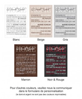 Exemple de coloris pour Tableau Règles de la maison personnalisé - Romantique