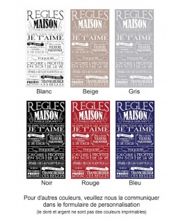 Exemple de coloris pour Tableau Règles de la maison personnalisé - Vintage