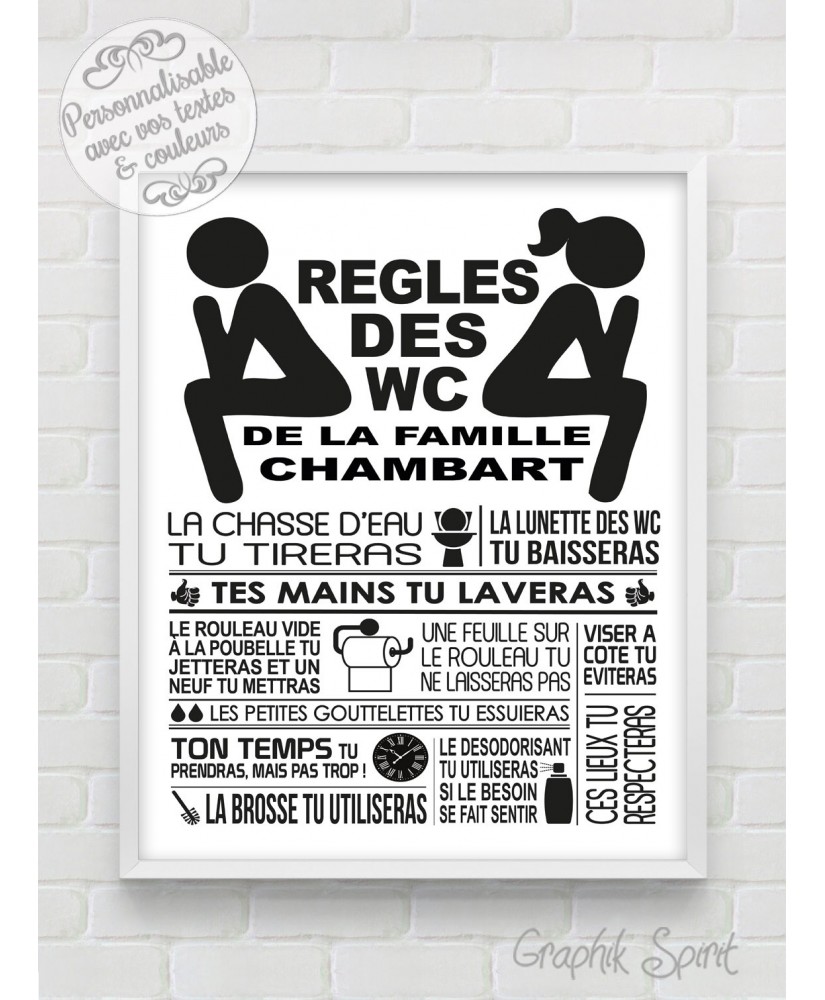 Poster les règles des toilettes. Affiche règles des WC. Affiche