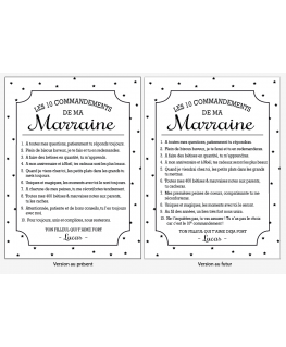 Version présent / version futur du Tableau Les 10 commandements d'une Marraine